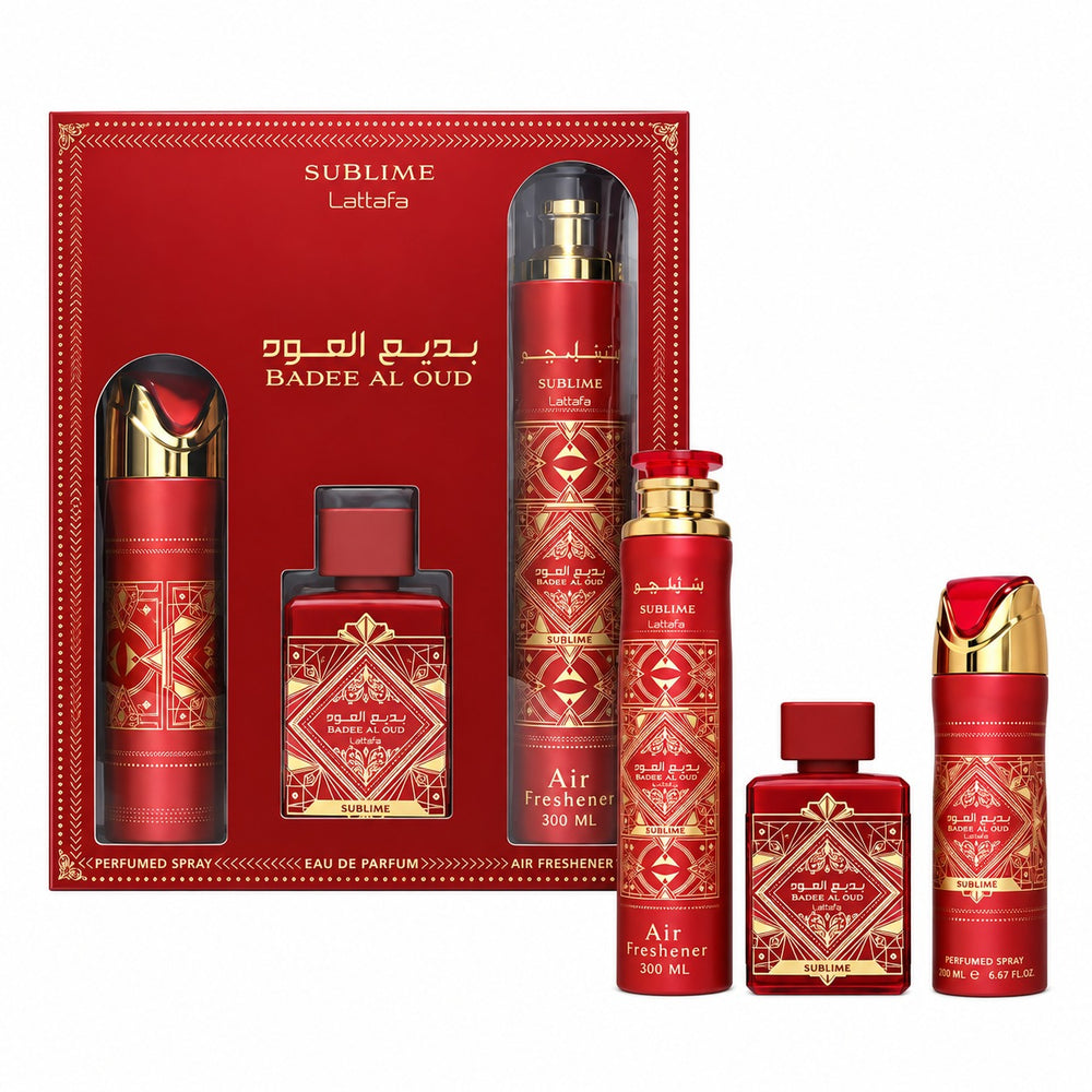 Lattafa Sublime, set 3 piese Set EDP 100 + deo 200 + cameră 300 ml