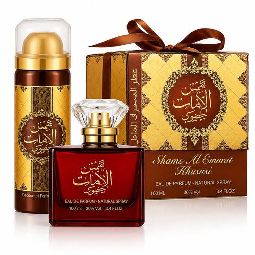 Ard Al Zaafaran Shams Al Emarat Khususi, set: EDP 100 ml + deodorant 50 ml